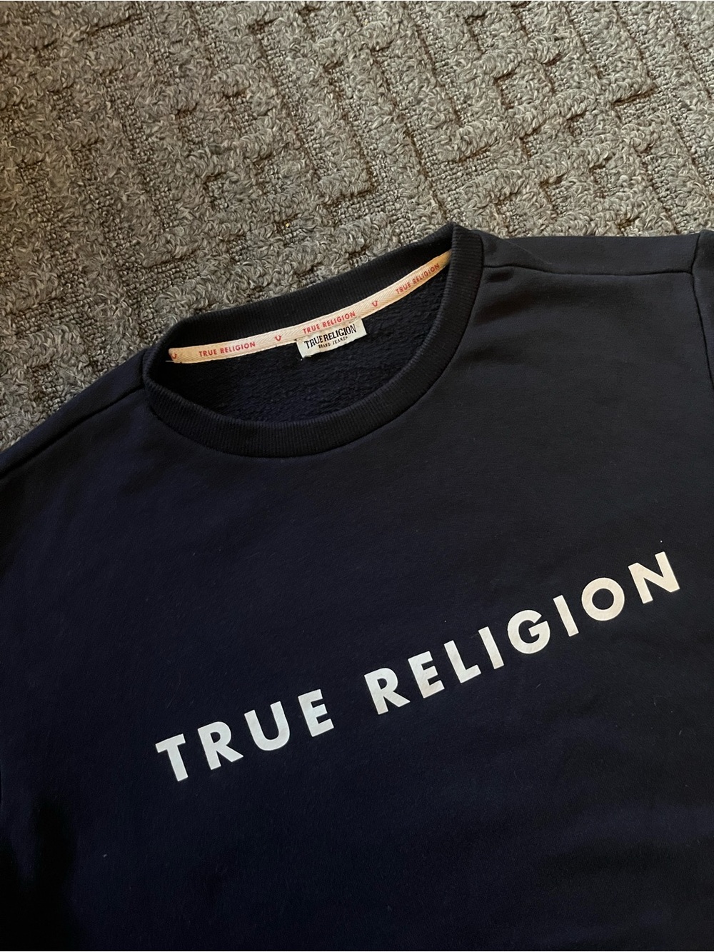 True Religion Sweatshirt Mens Medium Black TRLGN Graphic Pullover Streetwear